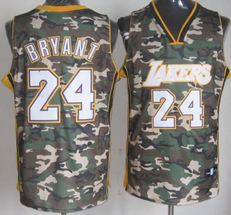 NBA Los Angeles Lakers 24 Kobe Bryant Camouflage Camo Swingman Fashion Jersey